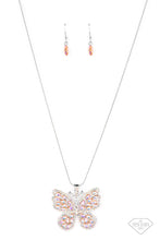 Load image into Gallery viewer, EMPIRE DIAMOND EXCLUSIVE FAME AND FLUTTER - MULTI IRIDESCENT ORANGE RHINESTONE SILVER BUTTERFLY NECKLACE - EMPIRE EXCLUSIVE - PAPARAZZI