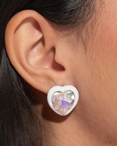 Paparazzi Earrings Heartfelt Haute - White Coming Soon