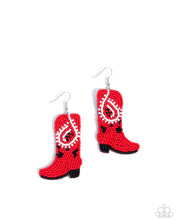 Load image into Gallery viewer, Paparazzi Earrings Western Webbing - Red Coming Soon
