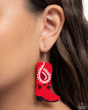Load image into Gallery viewer, Paparazzi Earrings Western Webbing - Red Coming Soon
