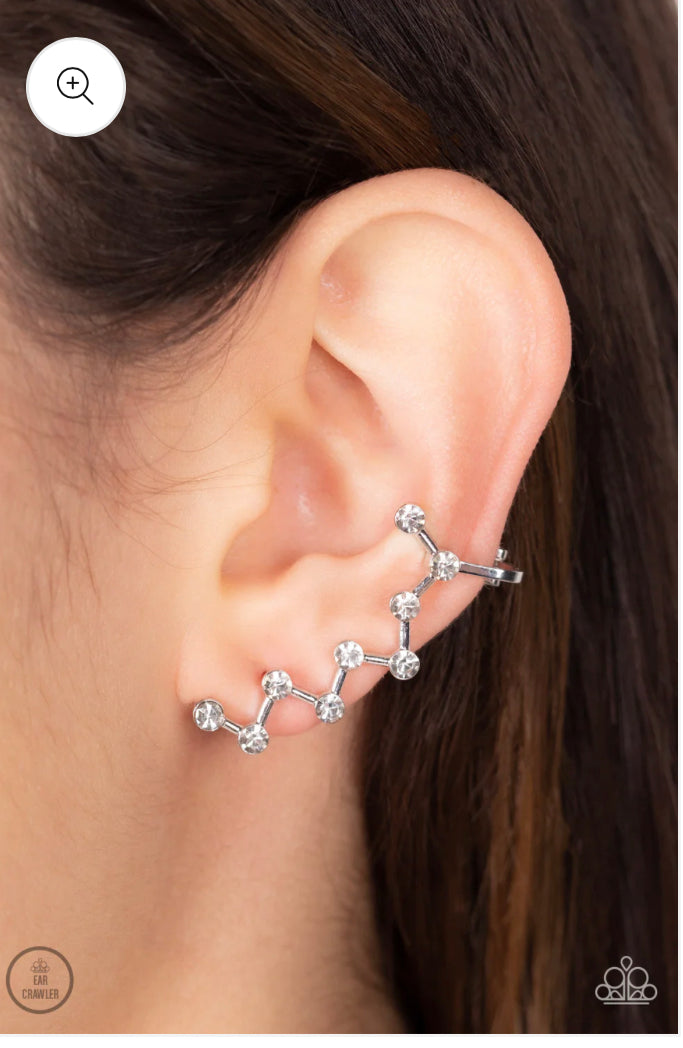 Clamoring Constellations - white - Paparazzi earrings