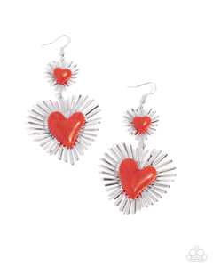 Paparazzi Earrings Sunburst Sweethearts - Red Coming Soon