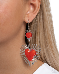 Paparazzi Earrings Sunburst Sweethearts - Red Coming Soon