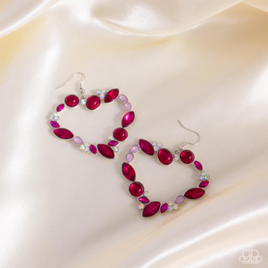 Paparazzi Earrings Heart Hierarchy - Pink Coming Soon