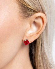 Load image into Gallery viewer, Paparazzi Earrings Squared Soprano - Red
