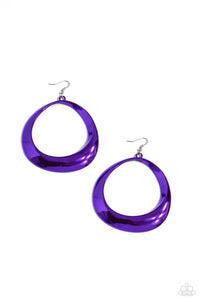 Paparazzi Earrings Asymmetrical Action - Purple Coming Soon