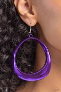 Paparazzi Earrings Asymmetrical Action - Purple Coming Soon