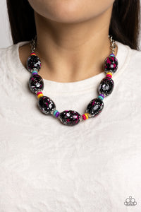 Paparazzi Necklace No Laughing SPLATTER - Pink