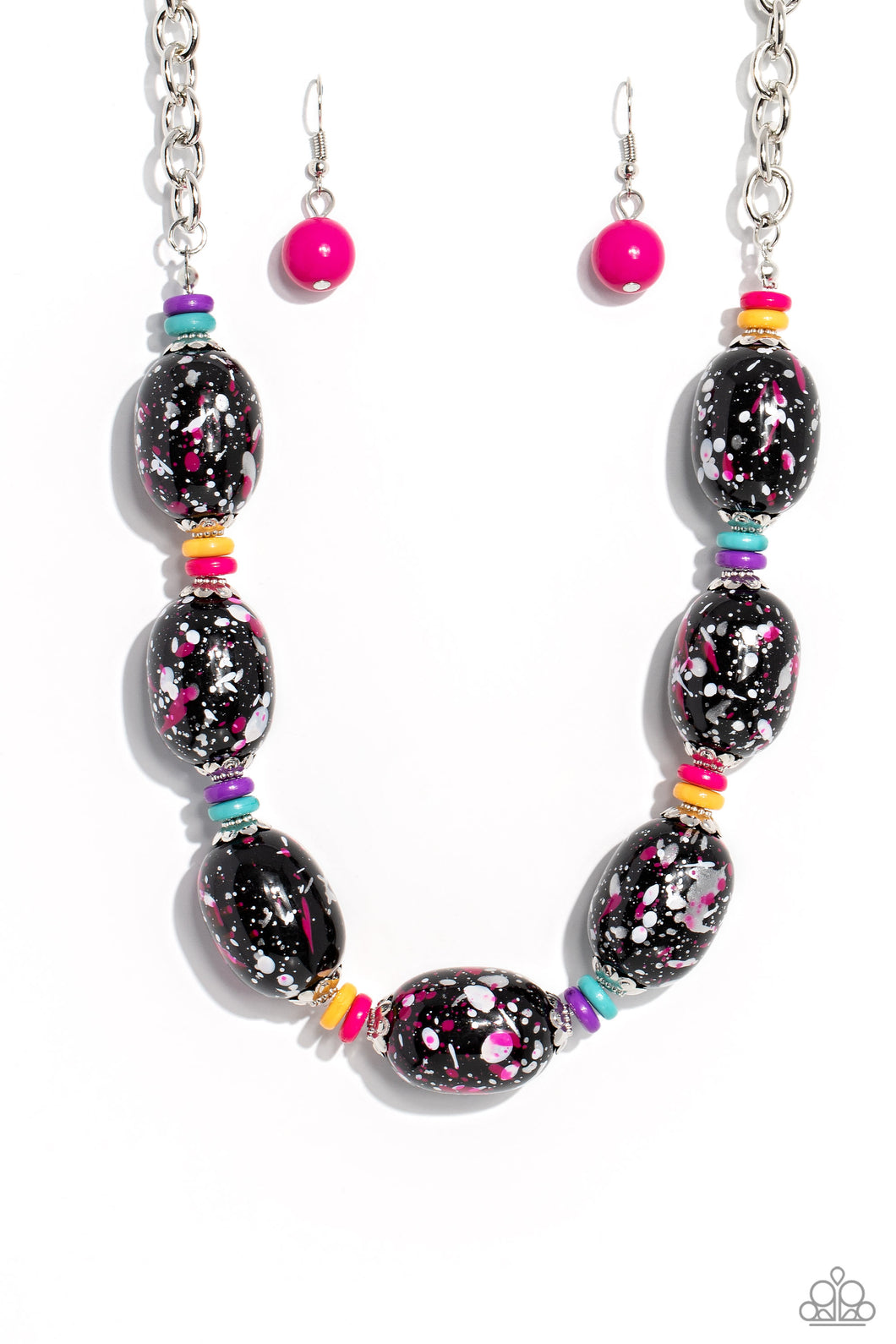 Paparazzi Necklace No Laughing SPLATTER - Pink