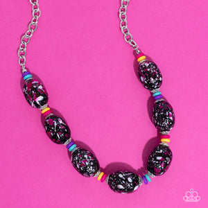 Paparazzi Necklace No Laughing SPLATTER - Pink