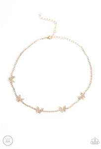 Fluttering Fanatic - Gold Necklace - Paparazzi Accessories