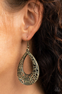 Paparazzi Earrings Get Into The GROVE - Brass