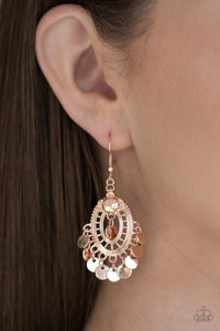 Paparazzi Earrings Chime Chic - Rose Gold