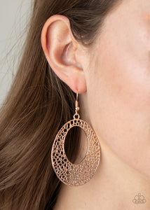 Paparazzi Earrings Serenely Shattered - Rose Gold
