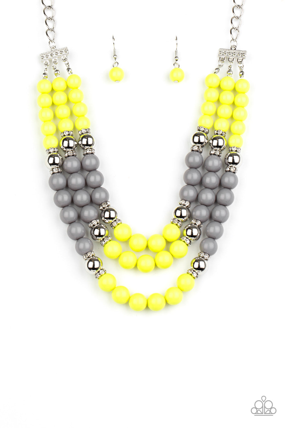 Yellow bead necklace on sale paparazzi