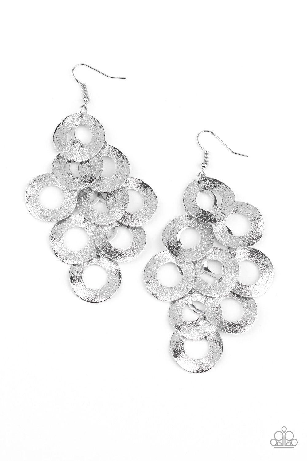 Paparazzi Earrings   Scattered Shimmer - Silver