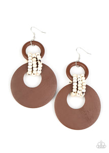 Paparazzi Earrings Beach Day Drama - Brown