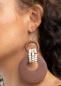 Paparazzi Earrings Beach Day Drama - Brown