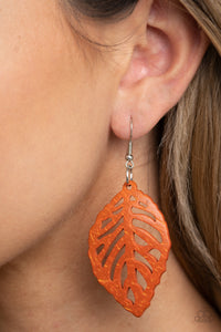 Paparazzi Earrings LEAF Em Hanging - Orange