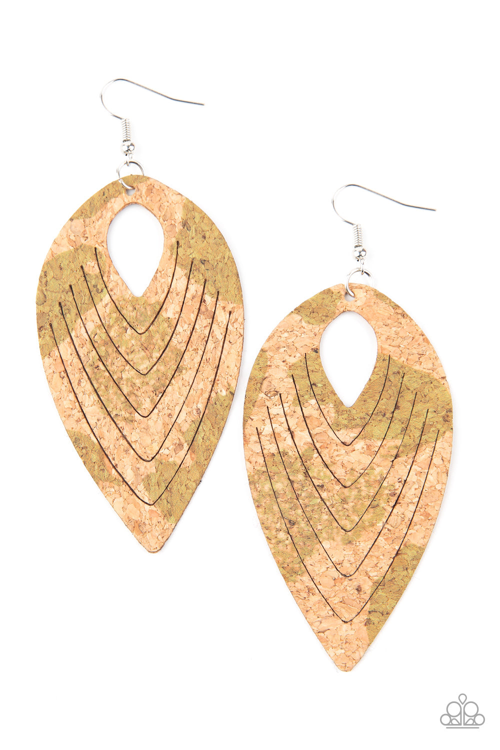 Paparazzi Earrings   Cork Cabana - Green