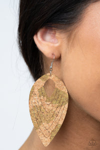 Paparazzi Earrings   Cork Cabana - Green