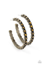 Load image into Gallery viewer, Paparazzi Earrings Rhinestone Studded Sass - Brass
