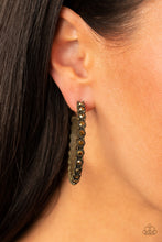 Load image into Gallery viewer, Paparazzi Earrings Rhinestone Studded Sass - Brass
