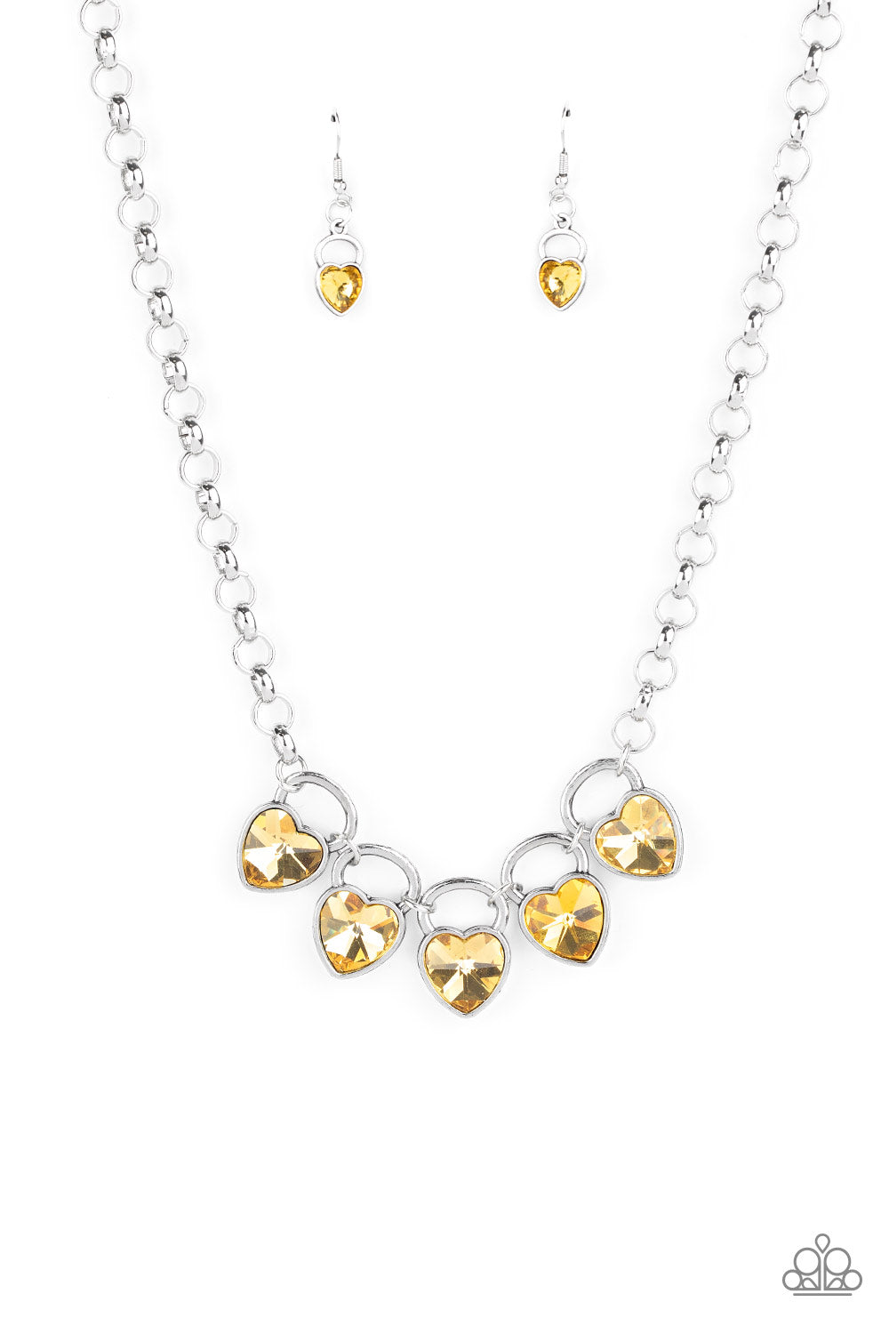 Paparazzi Necklaces HEART On Your Heels - Yellow