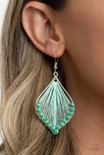 Load image into Gallery viewer, Paparazzi Earrings Pulling at My HARP-strings - Green
