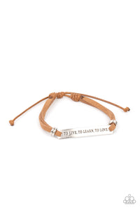 To Live, To Learn, To Love - Brown bracelet