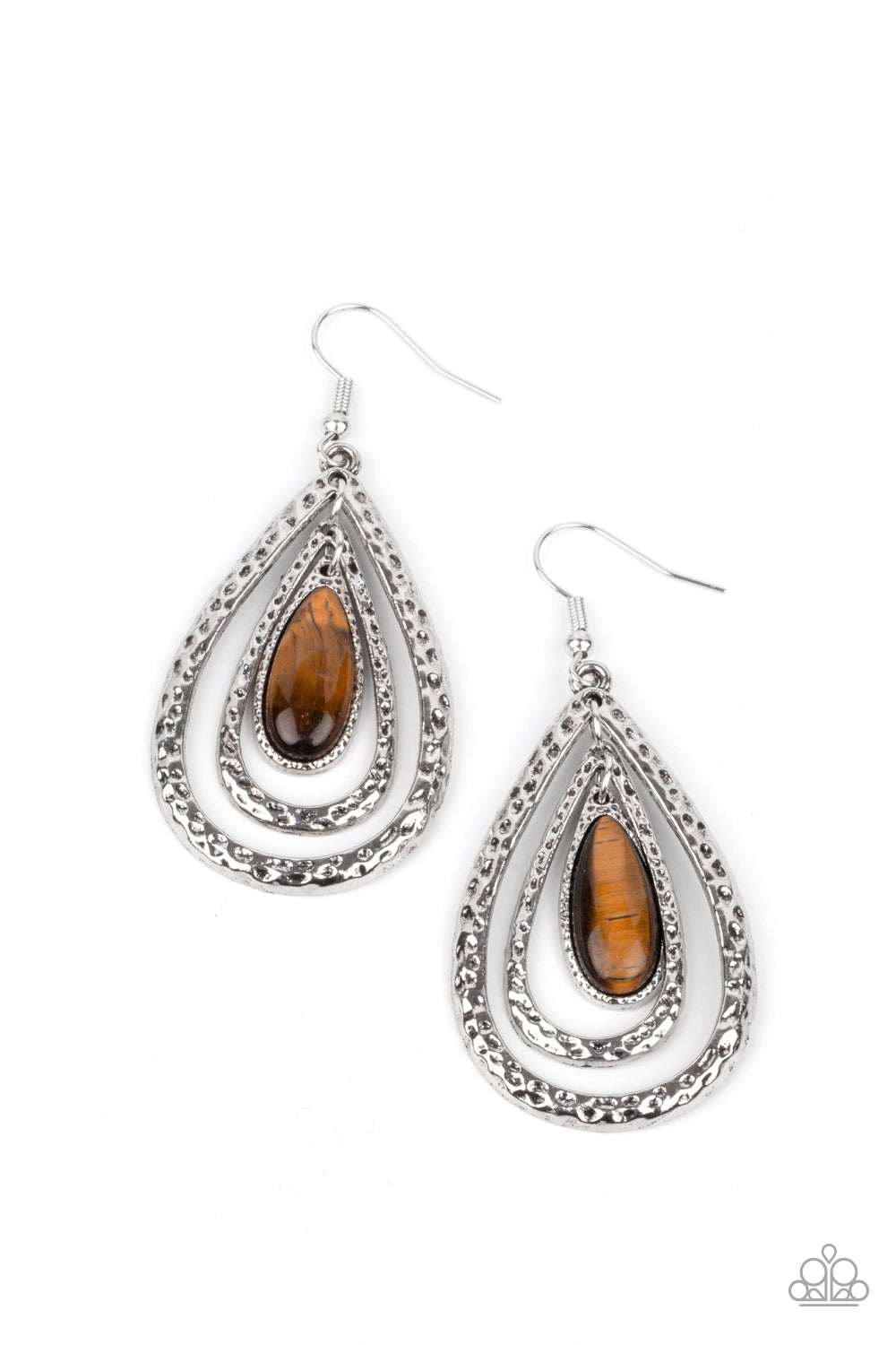 Paparazzi Earrings Teardrop Torrent - Brown