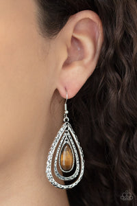 Paparazzi Earrings Teardrop Torrent - Brown