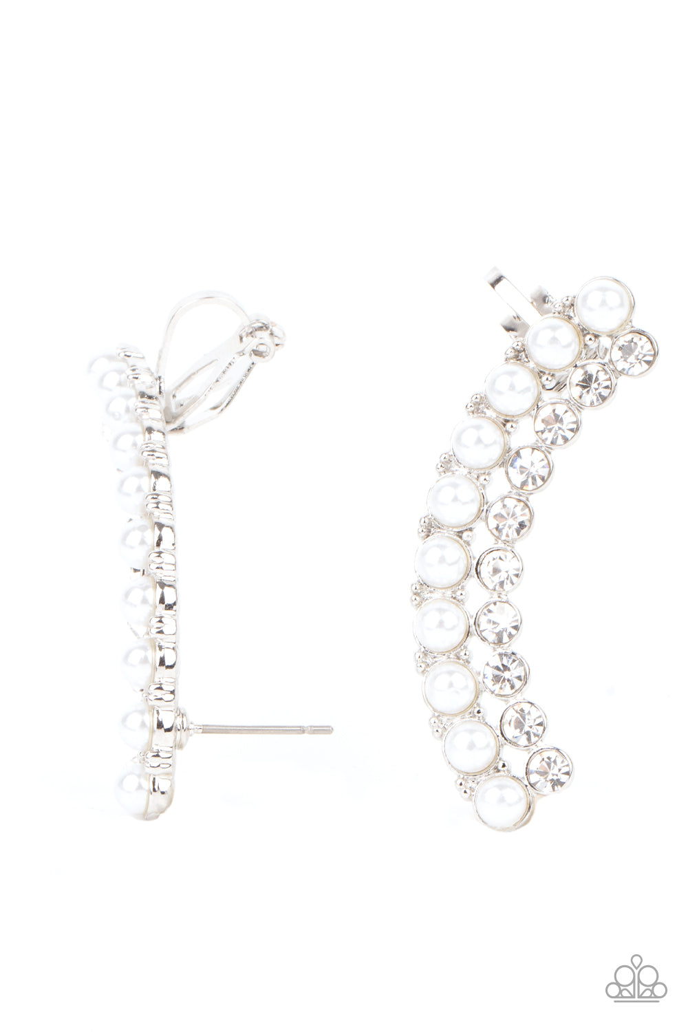 Doubled Down On Dazzle - White earrings