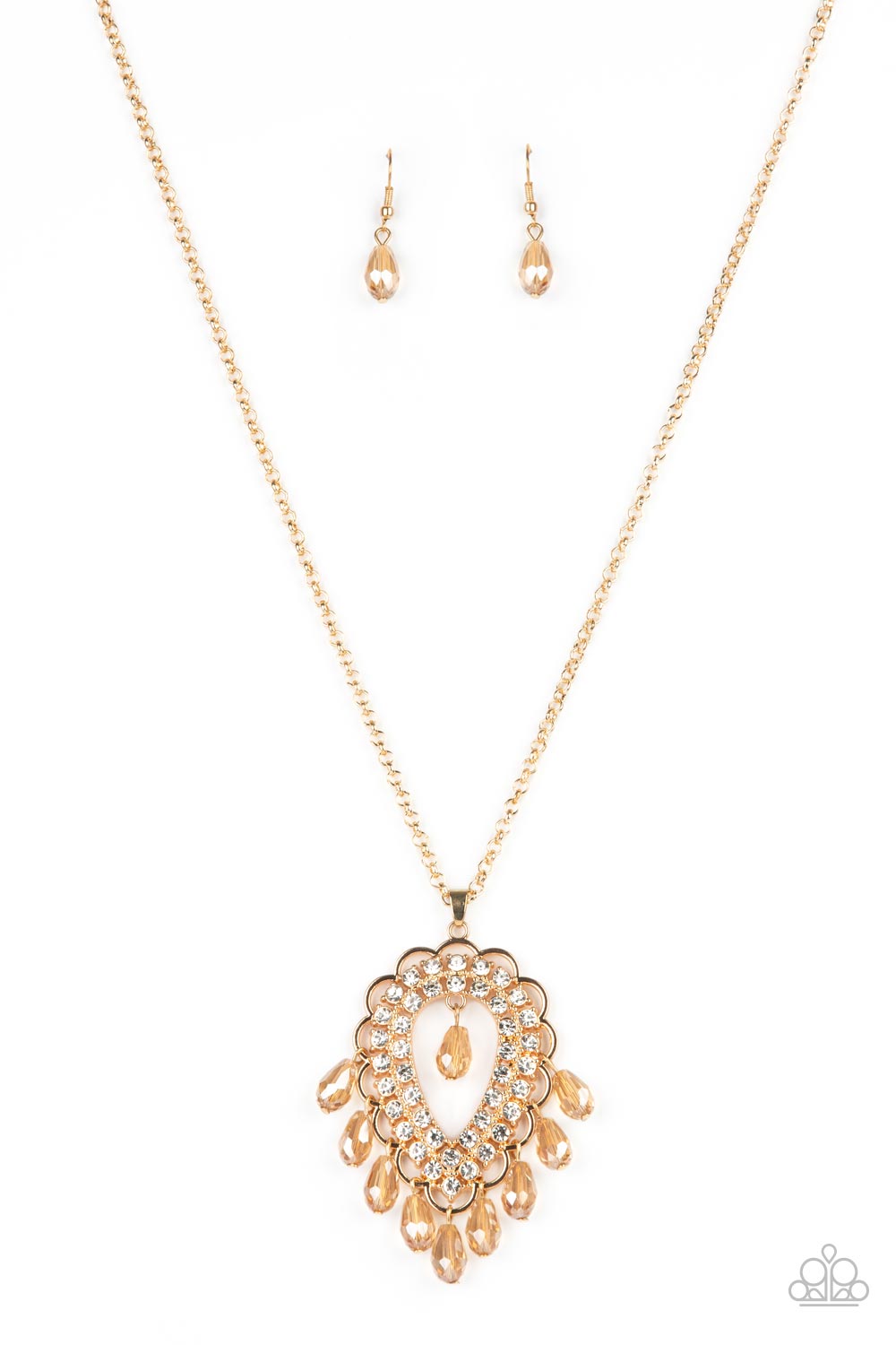 Paparazzi Necklaces Teasable Teardrops - Gold