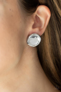 Double-Take Twinkle - White post earrings