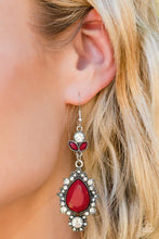 Load image into Gallery viewer, CONVENTION EXCLUSIVES SELFIE-ESTEEM - RED BEAD SILVER EARRINGS - PAPARAZZI 2022
