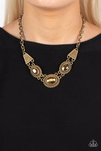 Load image into Gallery viewer, Textured TRAPEZOID - Brass Necklace
