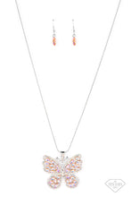 Load image into Gallery viewer, EMPIRE DIAMOND EXCLUSIVE FAME AND FLUTTER - MULTI IRIDESCENT ORANGE RHINESTONE SILVER BUTTERFLY NECKLACE - EMPIRE EXCLUSIVE - PAPARAZZI
