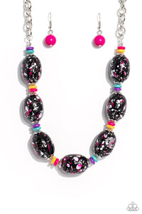 Paparazzi Necklace No Laughing SPLATTER - Pink Coming Soon