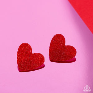 Paparazzi Earrings Sparkly Sweethearts - Red Coming Soon