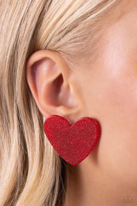 Paparazzi Earrings Sparkly Sweethearts - Red Coming Soon