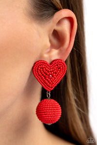 Paparazzi Earrings Spherical Sweethearts - Red Coming Soon