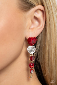 Paparazzi Earrings Cascading Casanova - Red Coming Soon
