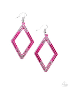 Paparazzi Earrings Eloquently Edgy - Pink Coming Soon