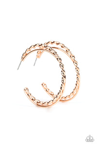 Paparazzi Earrings Retro Twist - Rose Gold