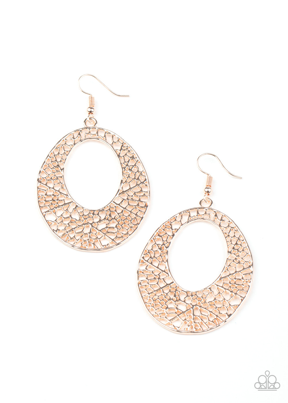 Paparazzi Earrings Serenely Shattered - Rose Gold