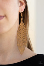 Load image into Gallery viewer, Paparazzi Earrings Feather Fantasy - Gold
