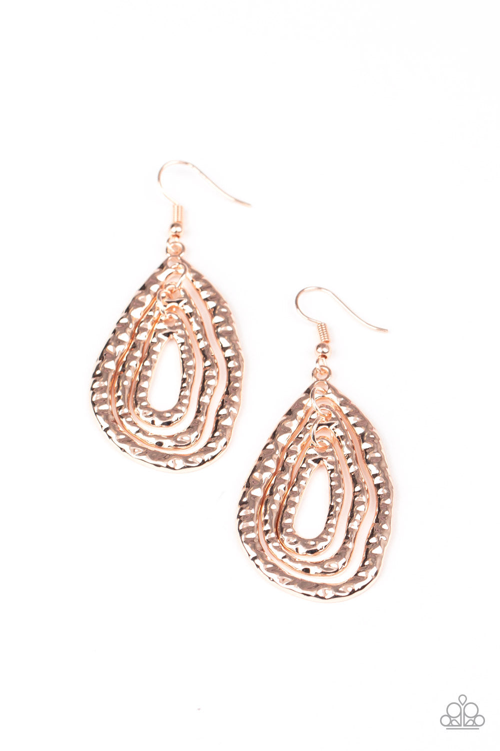 Paparazzi Earrings Metallic Meltdown - Rose Gold