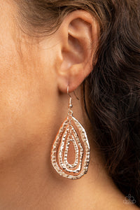 Paparazzi Earrings Metallic Meltdown - Rose Gold