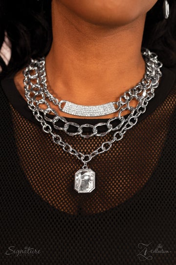 The Stacy - Zi Collection 2018 - Emerald-Cut Rhinestone Silver Chain Necklace
